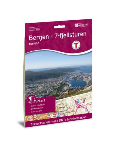 Bergen - 7-fjellsturen túratérkép (Norvégia)