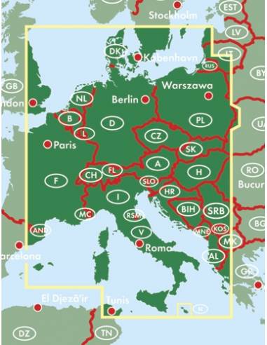 Central Europe - Közép-Európa falitérkép 123x87...