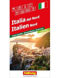 Italien Nord - Észak-Olaszország térkép HALLWAG