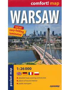 Warsaw Comfort! map - Varsó laminált zsebtérkép