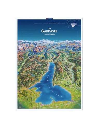 Garda-tó panorámatérkép íves (55 x 75 cm)