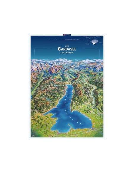 Garda-tó panorámatérkép íves (55 x 75 cm)