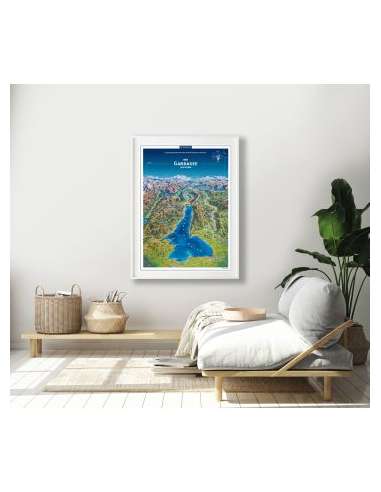 Garda-tó panorámatérkép íves (55 x 75 cm)