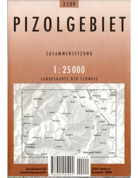 LZ 2509 Pizolgebiet topográfiai térkép