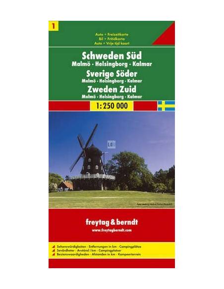 Sweden South 1.: Svédország -Dél 1: Malmö - Helsingborg - Kalmar térkép