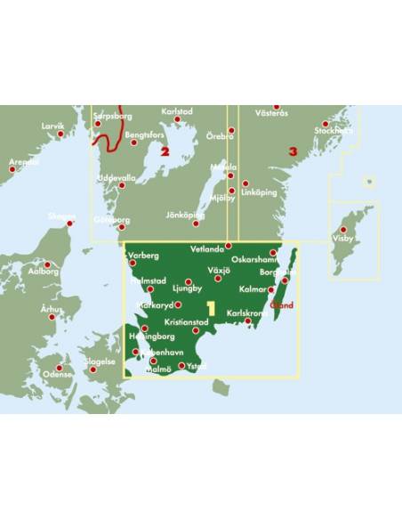 Sweden South 1.: Svédország -Dél 1: Malmö - Helsingborg - Kalmar térkép