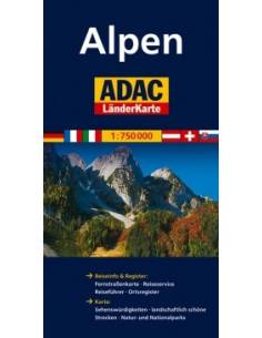 Alpok autós falitérkép