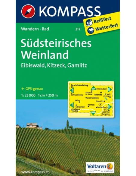 KK 217 Südsteirisches Weinland túra- és kerékpáros térkép