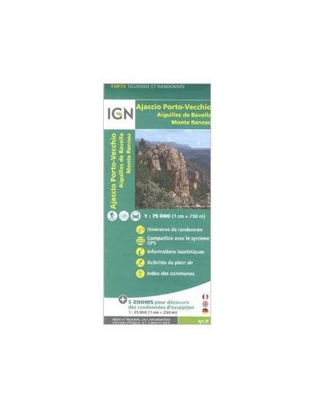 IGN 031 Ajaccio, Porto Vecchio, Aiguilles de Bavella, Monte Renoso kerékpáros és turistatérkép (TOP75)
