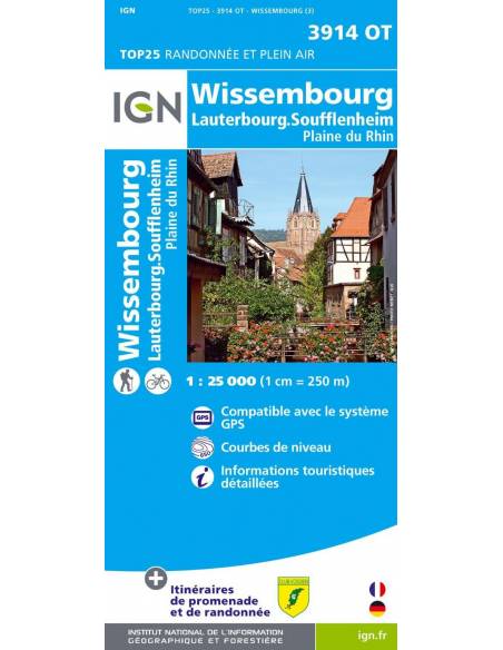 3914 OT Wissembourg / Lauterbourg Soufflenheim Plaine du Rhin térkép
