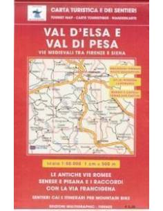 Val D'Elsa e Val di Pesa - Firenzétől Sienáig túratérkép