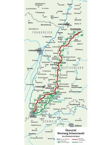 KK 2505 Westweg Schwarzwald túratérkép