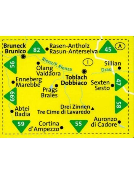KK 57 Bruneck /Toblach /Hochpustertal - Brunico / Dobbiaco / Alta Pusteria túra-, sí- és kerékpáros térkép