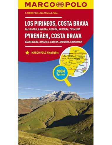 Pireneusok, Costa Brava térkép (Marco Polo - Zoom)