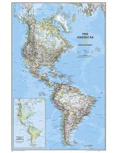 The Americas - Amerika kontinens íves falitérkép 63x92 cm