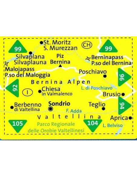 KK 93 Bernina - Valmalenco - Sondrio túra-, kerékpáros- és sítérkép