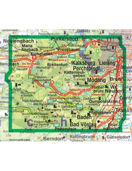 WK 5011 Wienerwald / Naturpark Föhrenberge / Baden / Helenental / Lainzer Tiergarten térkép