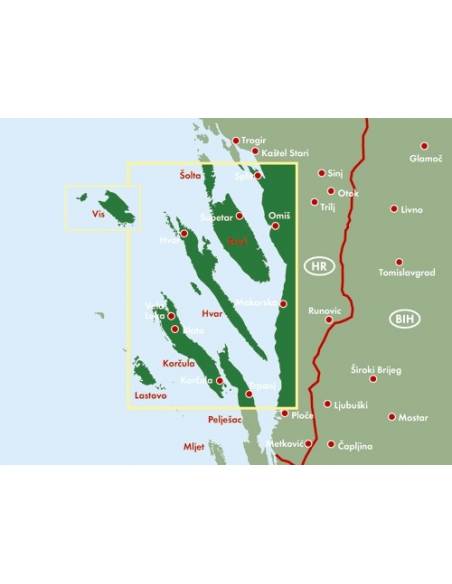 Dalmát tengerpart 3: Brac-Hvar-Split térkép